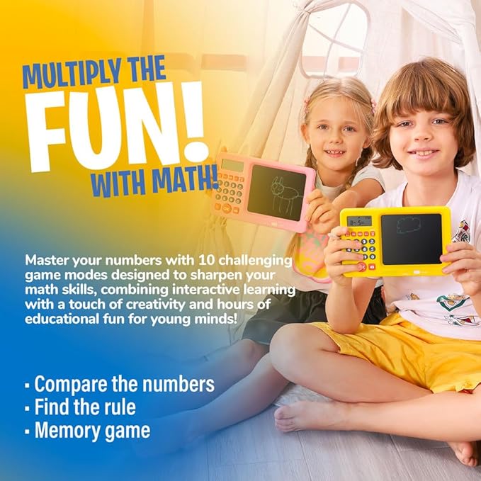 CoolToys Number Genius - Interactive Electronic Math Game with Sketch Pad - Educational Math Learning Games for Kids: Addition, Subtraction, Multiplication, Division, Number Comparison & Logic - Pink