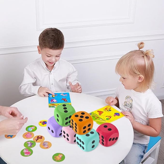 6Pcs EVA Foam Dice,3.15" Large Dice Educational Toy,Blank Slate Board Game to Get Your Lucky Numbers for Parties and Gifts