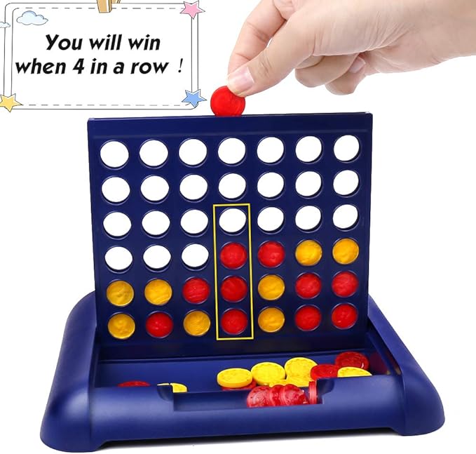 IAMGlobal 4 in a Row, 2 Pack Board Games, Four in a Row Game, Travel Size Line Up 4, Classic Family Toy for Kids and Family for Fun (2 Pcs)