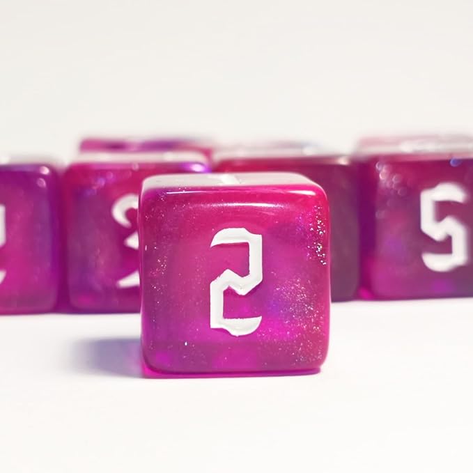 10 PC D6 dice 16mm Acrylic Dice Set for RPG MTG DND Dice Table Games and Board Games (Pink)