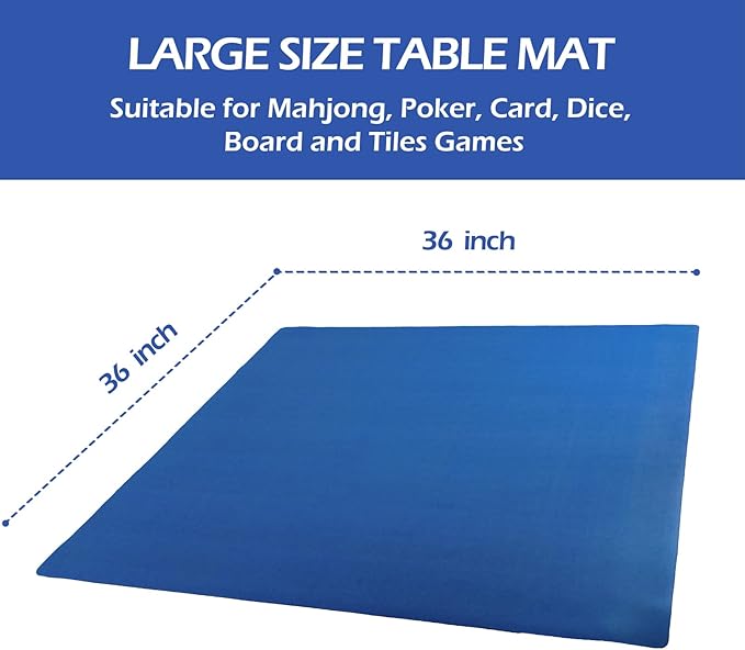 Mahjong Mat, Mahjong Table Mat with Carrying Bag, for Mahjong, Poker, Card, Board Games, Tile Game and Dominoes(Blue, 35 inches)