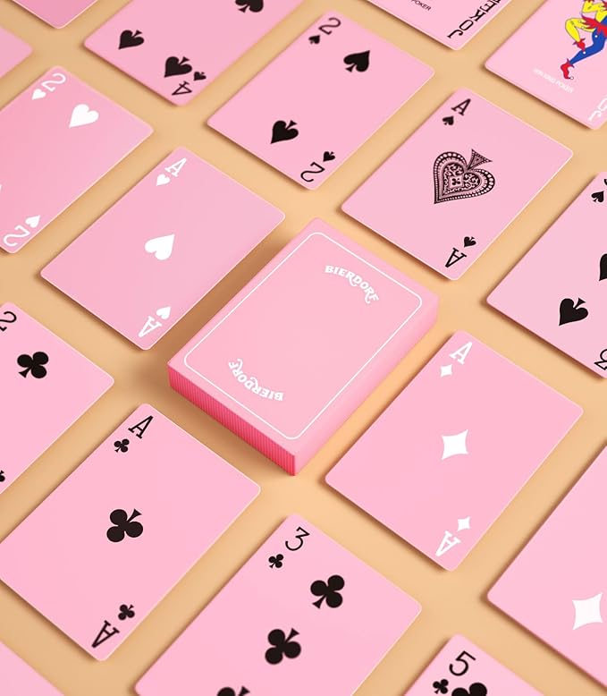 BIERDORF Pink Waterproof Playing Cards Durable Cute Deck of Cards Standard Index Professional Premium Poker Cards Vintage Themed Card Games for Families or Adults Pink Alps Style