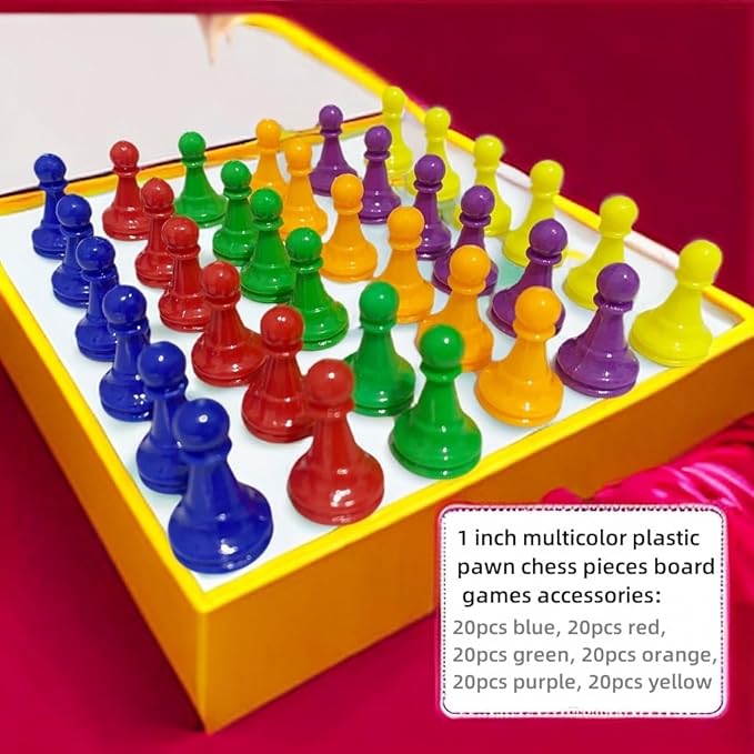 120 PCS 1 INCH Plastic Pawn Chess Pieces Multicolor Board Games Accessories for Tabletop Markers, Board Games