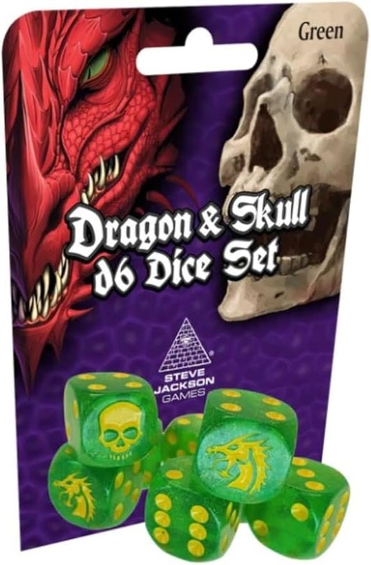 Dragon & Skull Dice Pack Green Glitter by Steve Jackson Games, 16mm