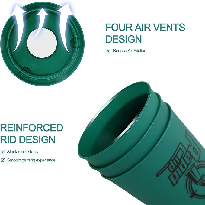 DEWEL Stacking Cup Game, 12pcs Cup Stacking Set, Sport Stacking Cups, Classic Stacking Toy, Family Game, Great Gift Idea for Stack Games Lover, Stacking Cups for Adults, Kids-Blackish Green