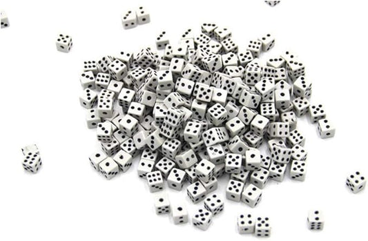 100Pcs 8mm White Dice,Adult Game Dice for Teaching Math,Activity,Casino Theme,Party Favors,Toy Gifts,Magic Tricks Prop