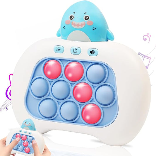 Fast Push Game Pop Toy - Electronic Quick Push Bubble Sensory Fidget Toys Light up Handheld Games with Music, Birthday Toys for Kids Teens Adults Boy Girls (Shark)