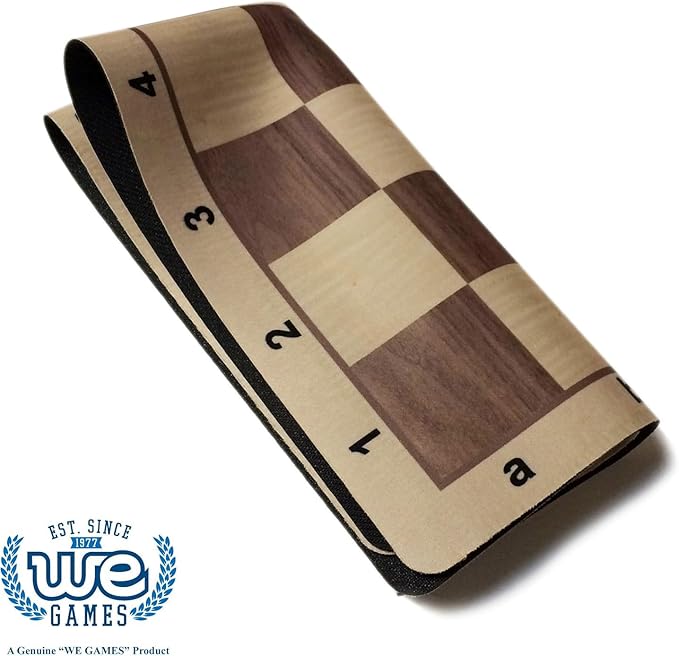 WE Games Mousepad Chess Board 20 in. with Walnut Wood Grain Design – Premium Tournament Chess Mat, Perfect Travel Chess Board for Adults