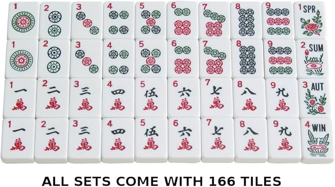 Set - American Mahjong Game Set (White Tiles, Pusher Arms, Aluminum Case, Black)