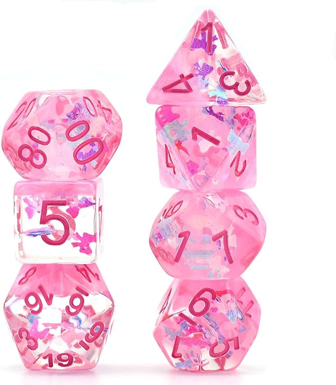 UDIXI Polyhedral DND Dice Set, D&D Dice Pink Dice Compatible Dungeons and Dragons Role Playing Game,Board Games, d and d Dice Set