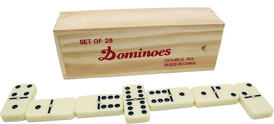 Dominos Set for Adults – Dominos – Professional Double 6 Dominoes Tiles for Adults, Metal Spinner, Classic and Travel Board Game with Wood Case Juegos de Mesa