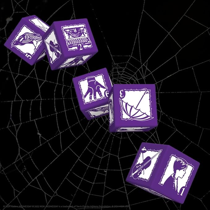 Yahtzee: Wednesday Dice Game, Collectible Flocked Interior Coffin Dice Cup, Classic Game Based on Addams Family Character Wednesday Addams, Officially Licensed Wednesday Game & Merchandise