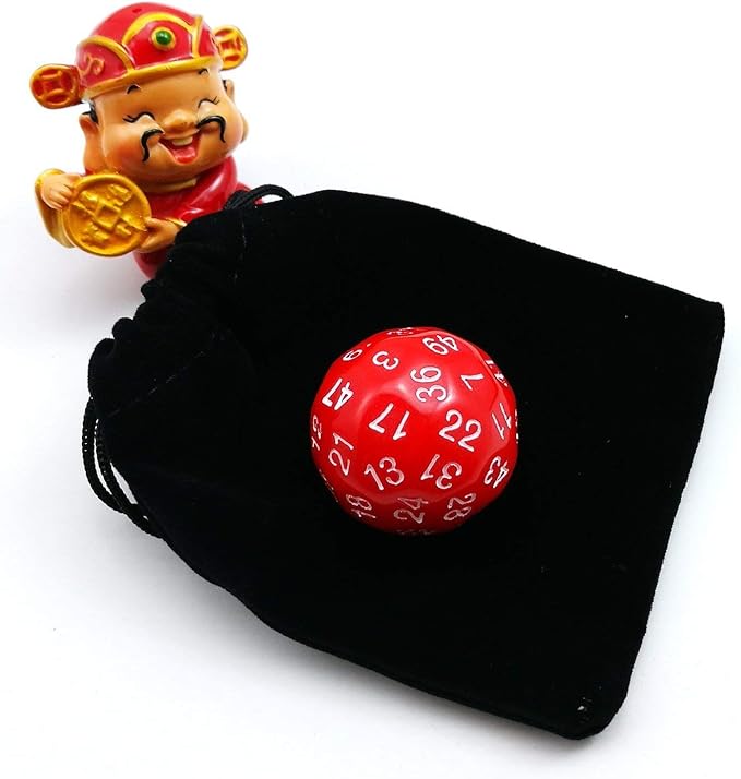 Bescon Fifty-Sided Die, 50 Sided Cube, 50 Sides Dice, 50-Sided D50 30mm Large Gaming Dice - 5 Assorted Opaque Color with Numbers