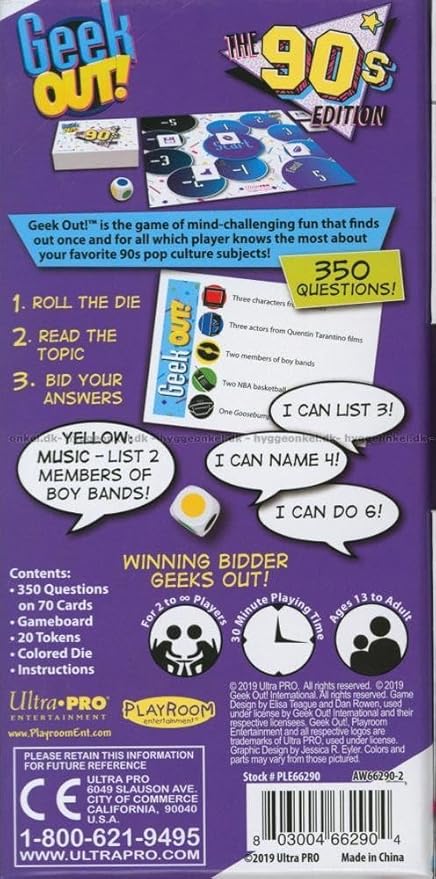 Geek Out! 90's Edition - Fun Trivia Game to Play Against Friends and Family , Who Knows the 90's Era The Best and The Pop Culture