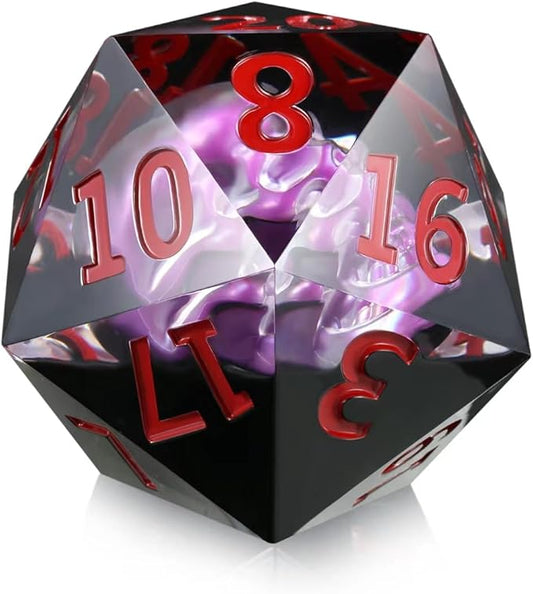 Large 55mm Skull D20 Dice DNDND Single 20 Sided Polyhedral D&d Dice with Velvet Pouch for DND(Purple Skull)