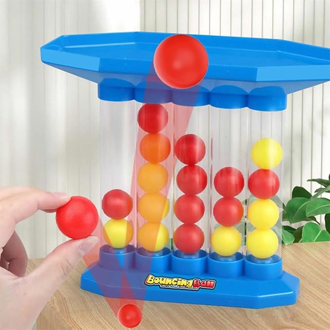 Bounce Ball Game Family Party Games for Adults, Connect The Balls of Same Colour in a Row, Tabletop Jumping Ball Board Games, Fun Games Party Favors for Holiday (Blue)