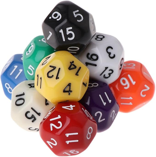 5Pcs Polyhedral Dice for Dungeons and Dragons 16 Sided Dice Set Polyhedral Dice with Other Table Games with Random Multi Colored Assortment Playing Dice and Accessories Role Playing Dice