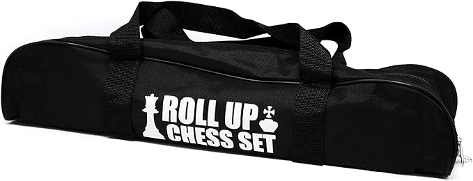20 Inch Premium Portable Roll Up Chess Set, Durable Vinyl Chess Board Plastic Pieces & Convenient Carrying Bag, Ideal for Travel, Outdoor Fun, and Game Nights