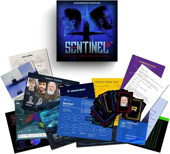 Spy Murder Mystery Puzzle Board Game. Unsolved Crime Case Files Investigation Detective Escape Room for Adults & Teens Date Nights or Solo - Sentinel