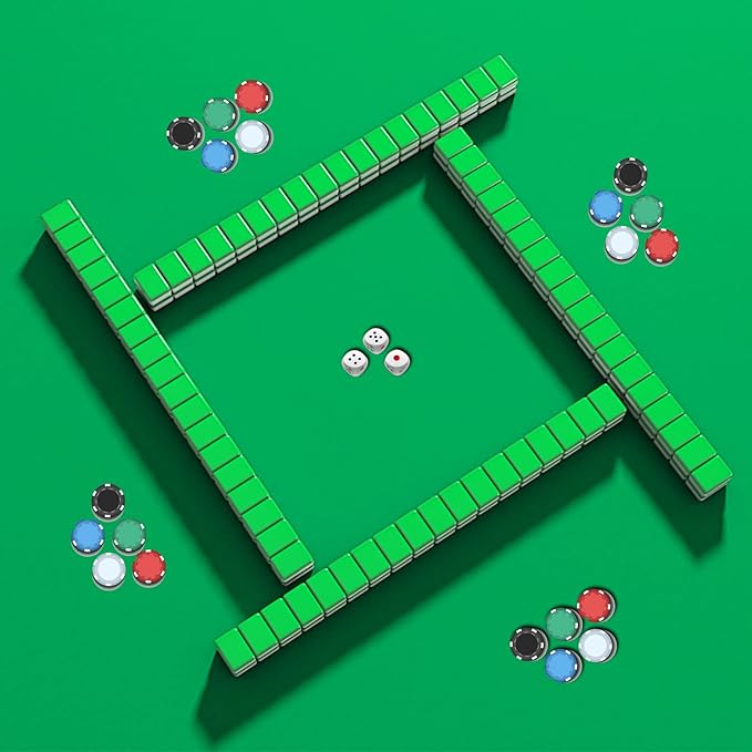 GSE Games & Sports Expert 32 x 32 Inches Rubber Anti-Slip Playmat, Mahjong, Dominoes, Poker Cards and Board Games Tabletop Cover Mat with Carrying Bag (2-Pack, Green)