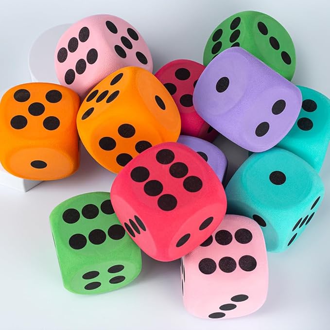 6Pcs EVA Foam Dice,3.15" Large Dice Educational Toy,Blank Slate Board Game to Get Your Lucky Numbers for Parties and Gifts