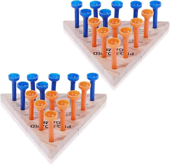 Thinp 2 Packs Wooden Triangle Peg Games, Tabletop Family Board Game, Strategy Toy, Travel Games, Family Fun Puzzle for Adults Teens