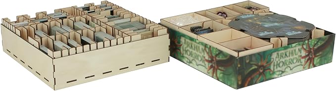 The Broken Token Arkham Horror 3rd Edition Expansion Compatible Game Organizer - Wood Storage Box with Multiple Trays for Cards, Tokens & More - Wooden Game Organizer