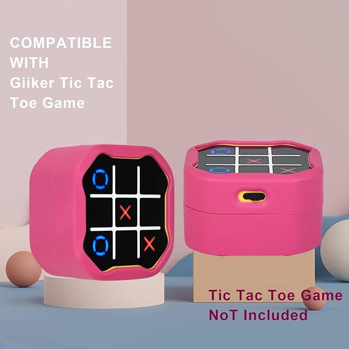 YouKnow Silicone Case Compatible with GiiKER Tic Tac Toe Bolt Game 3-in-1 Handheld Puzzle Game Console, Fidget Toys Board Games Cover for Kids and Adults (Case Only) (Pink)