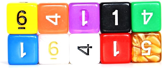 SmartDealsPro 10-Pack D4 D6 D8 D10 D12 Multi Colored Polyhedral Dice for for Dungeons and Dragons DND RPG MTG Table Games (Mix Color(Opaque&Pearl&Transparent, D6)