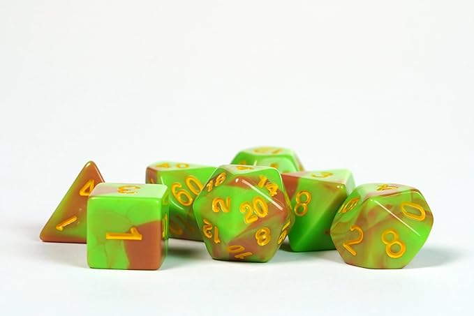 1985 Games Kiwi Kawaii Cat Dice Set – Milk Carton-Inspired Dice for DND | TTRPGs & Tabletop Roleplaying