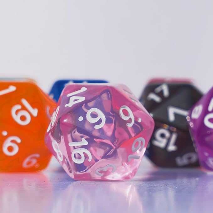 10PC D20 Polyhedral Dice Set 22mm for DND RPG MTG Table Games (Transparent Dice)