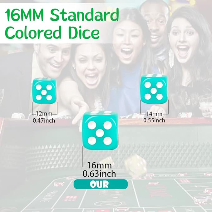 100 Pieces 16MM Dice Set, 6 Sided Standard Colored Dices with Portable Plastic Box, Opaque 10 Colors Games Dice for Board Games, Parties, Classroom Math Bulk Dice