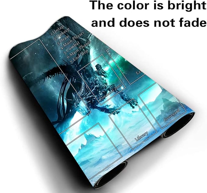 MTG Playmat, Game Play Mat for MTG TCG 24 x 14 inches Trading Card Inked Game Playmats with Storage Bag Smooth Rubber Surface Battle Game