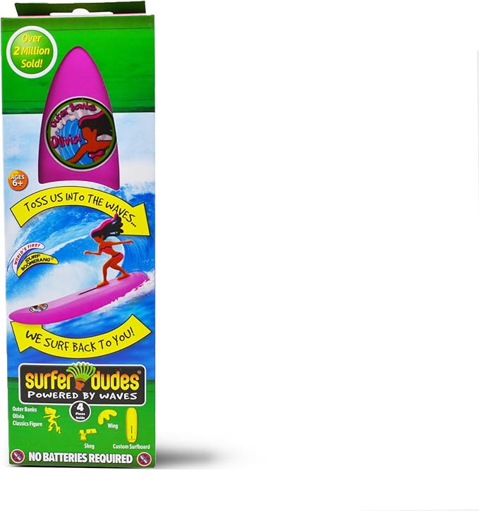 Surfer Dudes Classics Wave Powered Mini-Surfer and Surfboard Toy - Outer Bank Olivia
