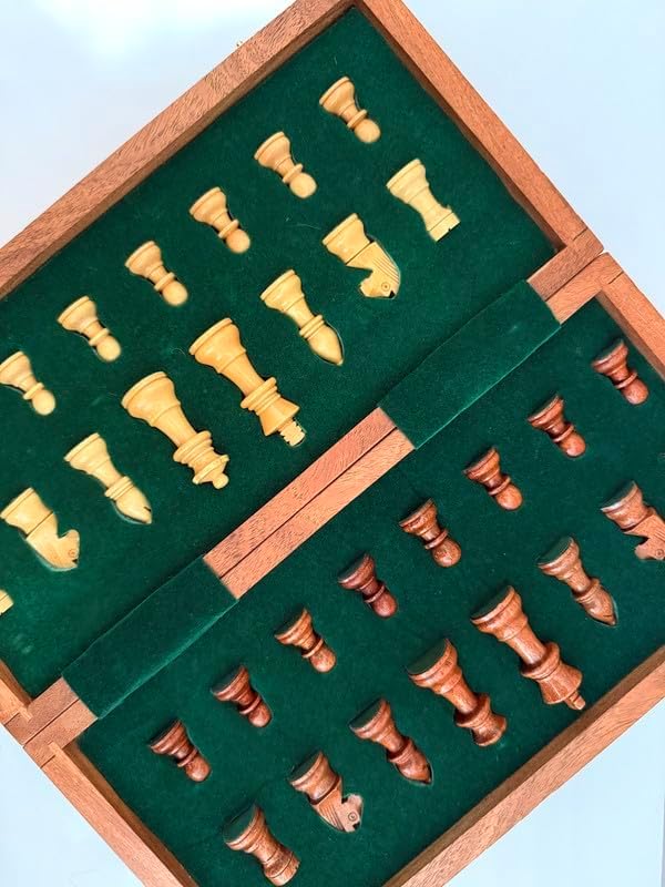 Foldable Magnetic Travel Chess Set with Folding Chess Board for Adults | 2 Player Portable Game (12 Inches)