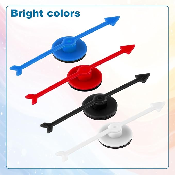 12pcs Arrow Game Spinners, 4 Colors Plastic Spinner Game Pointer Accessories Magnetic Spinners for Classroom Board Game Spinners for Activities DIY Projects (Green, Yellow, Red, White)