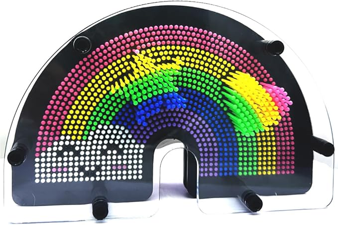 3D Pin Art Intellectual Fun Toy Rainbow Plastic Pin Art Palm Board Push Pin Toy(Smiling Rainbow 6x10Inches)