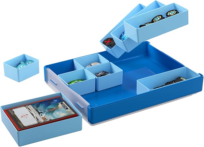 Token Silo Convertible | Store & Organize Board Game Tokens | 9 Removable Trays in 3 Different Sizes | Stackable| Convenient Space-Saving Design | Blue Color | Made by Gamegenic (GGS22002ML)