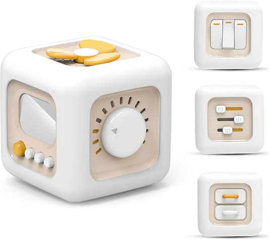 Montessori Busy Cube for Toddlers 1-3,Car Travel Toys Busy Board Activity Cube,Learning Stocking Stuffers Educational Birthday Gifts Sensory Baby Toys 12-18 Months