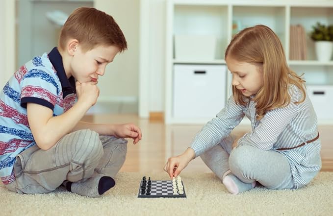 Travel Magnetic Mini Chess Set-6.5'', Folding Chess Board Game, Educational Toys/Gift for Adults and Kids (Mini Set -Black Pieces)