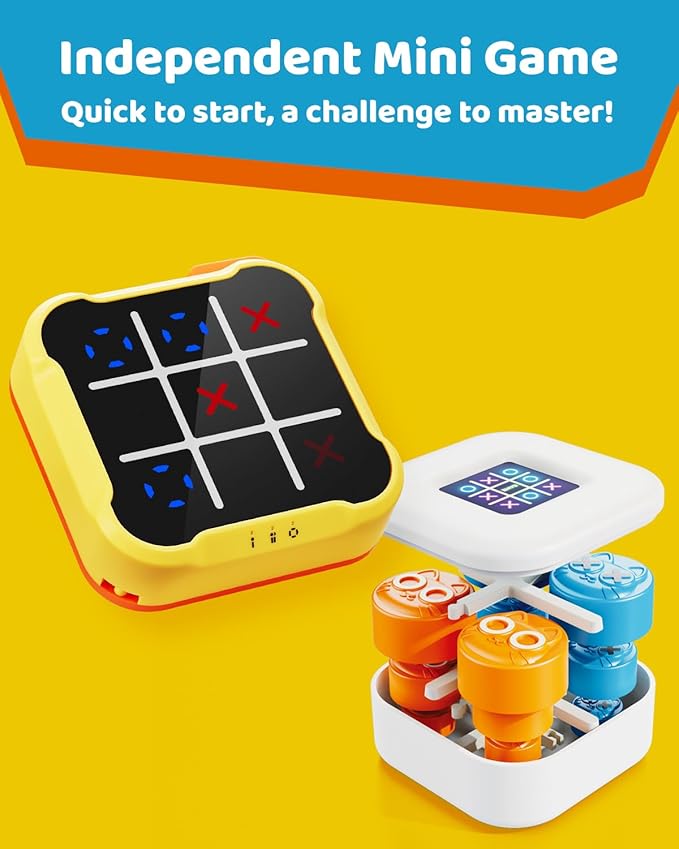 Tic Tac Toe Bolt Game 4-in-1 Handheld Portable Electronic Toy, Educational Board Games Puzzle for Kids and Adults, Perfect for Travel, Road Trips, and Birthday Gifts - Fun Memory Game