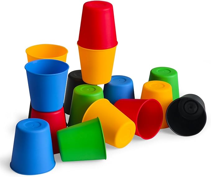 Quick Stacking Cups Game for Kids - Classic Matching Speed Cup With 24 Cards & 30 Cups - Parent-Child Interactive Family Game for Party or Travel