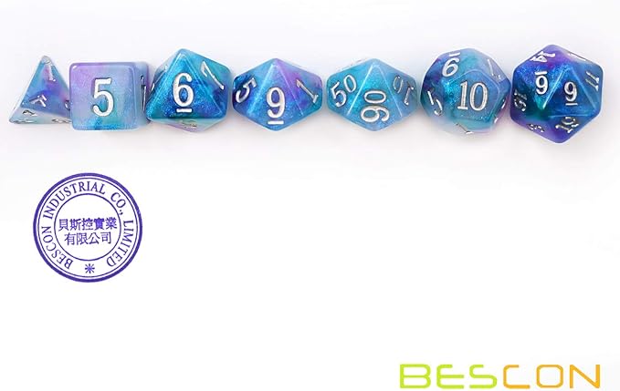 Bescon Magical Stone Dice Set Series, 7pcs Polyhedral RPG Dice Set Dragon Eyes, Polybag Packing