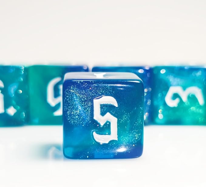 10 PC D6 dice 16mm Acrylic Dice Set for RPG MTG DND Dice Table Games and Board Games (Cyan+Blue)