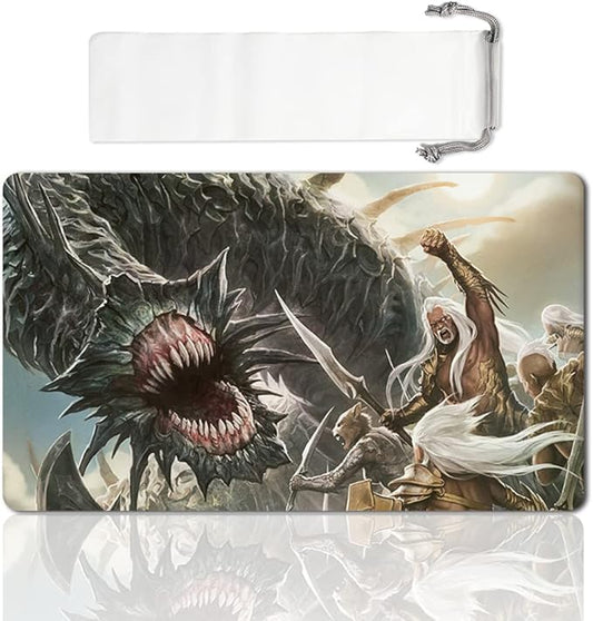 Board Game TCG Playmat Table Mats Games Size 60X35 cm Play Mats Compatible for MTG RPG CCG Trading Card Game Mousepad (Mirrodin-Beseiged-Wurm)