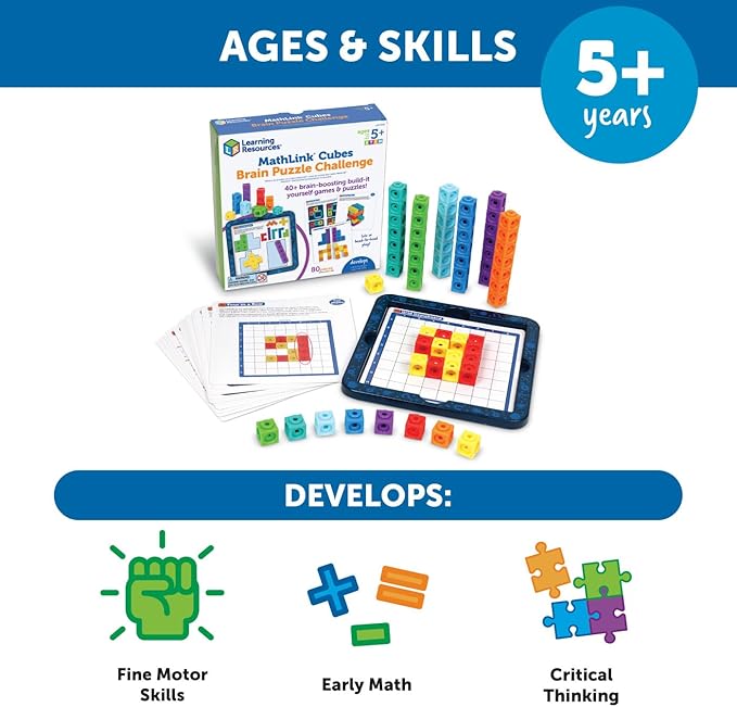 Learning Resources MathLink Cubes Brain Puzzle Challenge