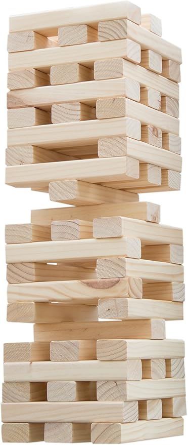 Hey! Play! Tower Stacking Board Games with 54 Giant Wooden Blocks - Nontraditional Yard Games for Kids and Adults with Carry Case - Ages 6 and Older