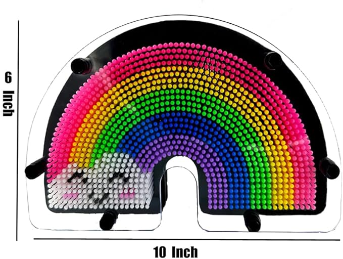 3D Pin Art Intellectual Fun Toy Rainbow Plastic Pin Art Palm Board Push Pin Toy(Smiling Rainbow 6x10Inches)