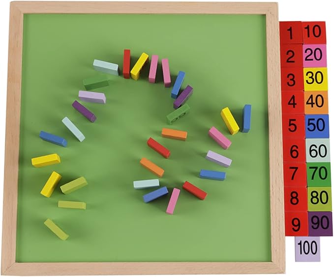 Wooden Hundred Board Game Toys Montessori 1-100 Consecutive Numbers Puzzles Preschool Learning Math Manipulatives Number Chart Counting Games Toy for Kids Toddlers Kindergarten(Multicolored)