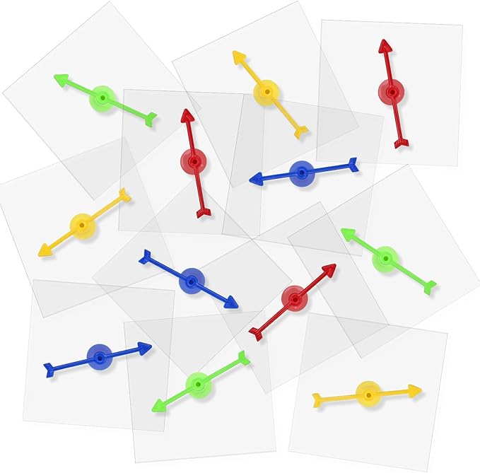 12pcs Game Spinners, Blank Acrylic Board with Rotating Arrows Clear Transparent Erasable Arrow Game Spinners for Classroom Activities (Square, Colorful Arrow)